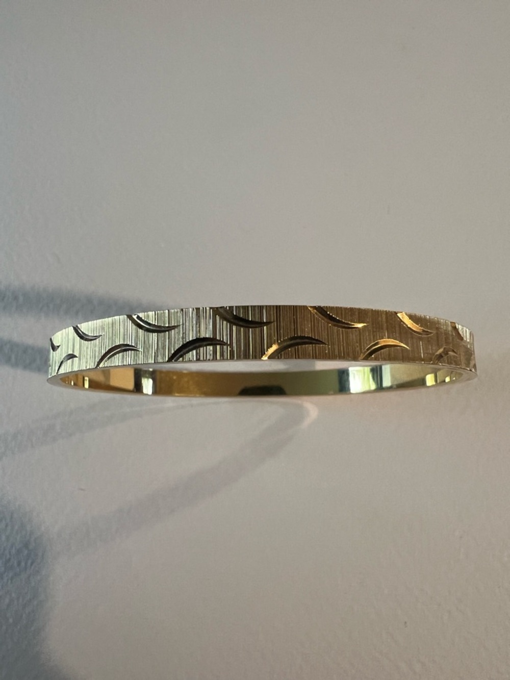 Trifari Gold-Tone Textured Crescent Bangle Bracelet